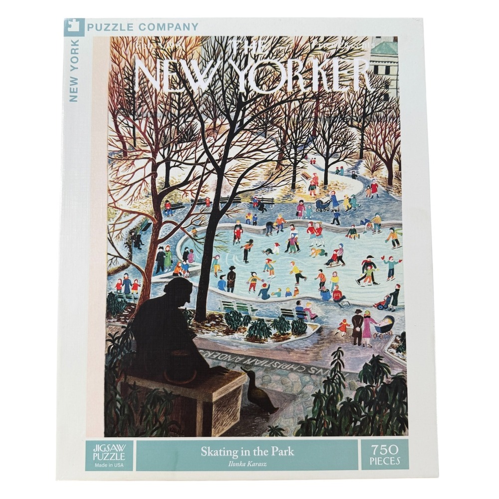 New York Puzzle Co The New Yorker Skating in the Park 750 Piece Jigsaw 2024